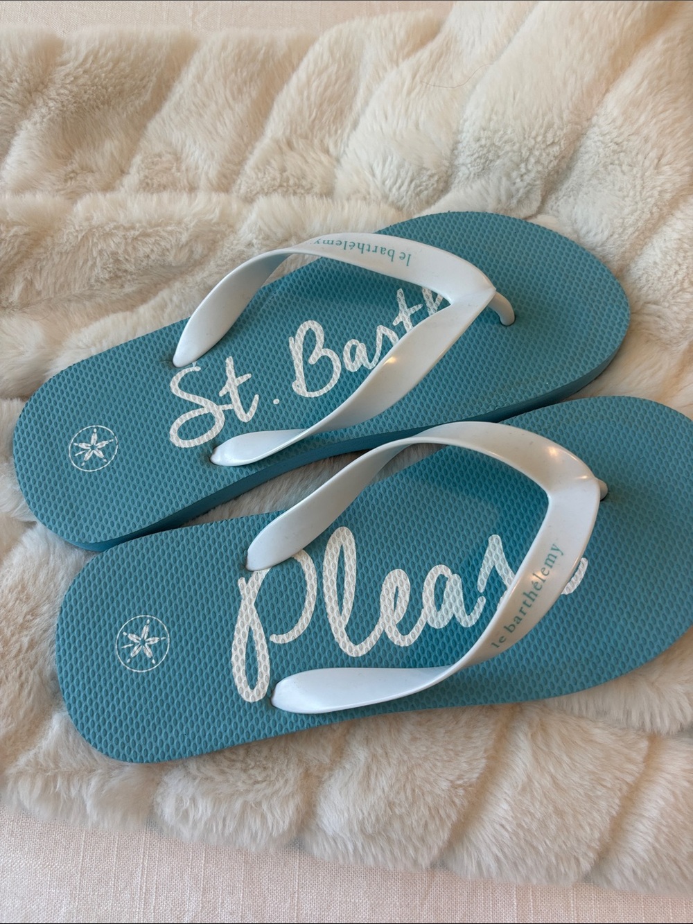 St. Barths St. Barth Teal Flip Flop Sandals with White Straps